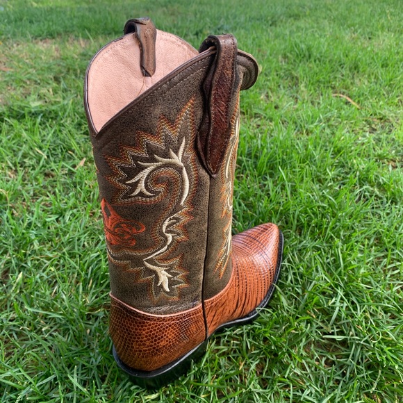 MENS COWBOY BOOTS LIZARD PRINT LEATHER HONEY BOTAS - Picture 5 of 8
